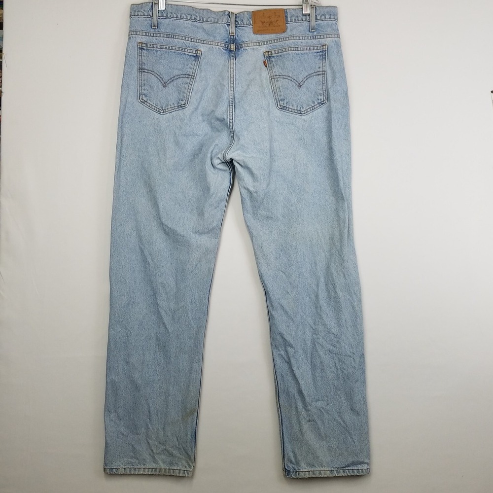 Levi's 505 Jeans Mens Actual 41 x 31 Orange Tab Straight Vintage 90s Wash Out